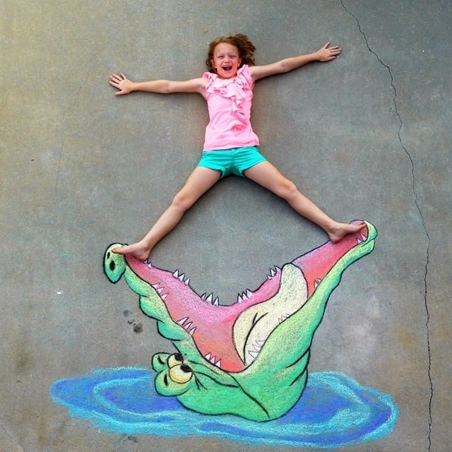 Tick-Tock Crocodile Chalk Drawing