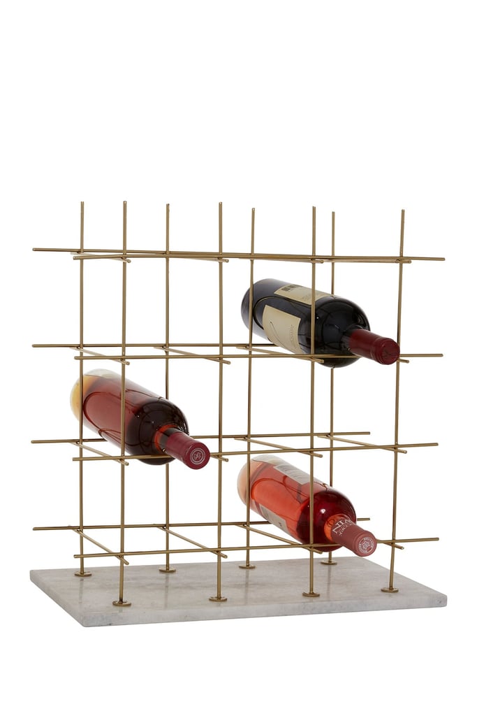 Willow Row Rectangular Gold Metal 12 Bottle Wine Holder