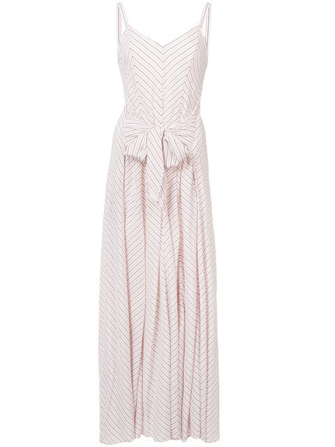 Gabriela Hearst Tie Waist Stripe Print Dress