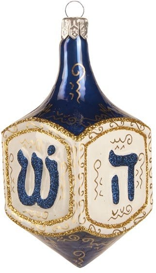 "Hanukkah" Hand Blown Glass Decoration ($25)