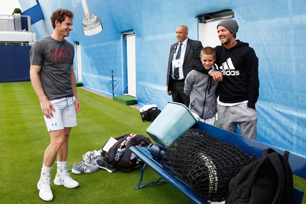 David and Romeo Beckham at Aegon Championships 2016