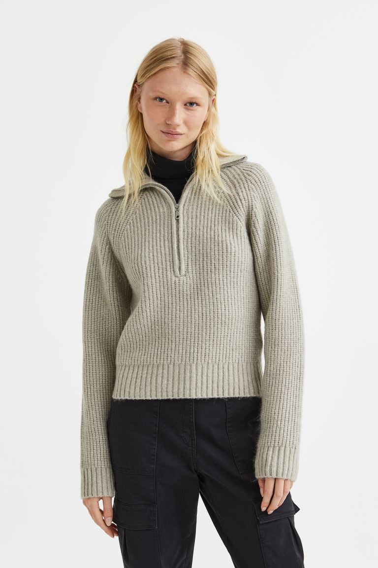 H&M Rib-Knit Half-Zip Sweater