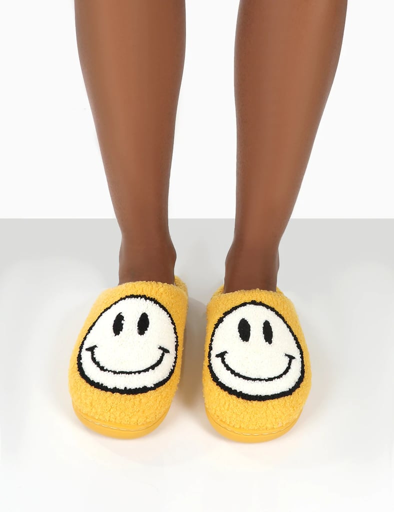 Public Desire Smile Yellow Printed Slippers