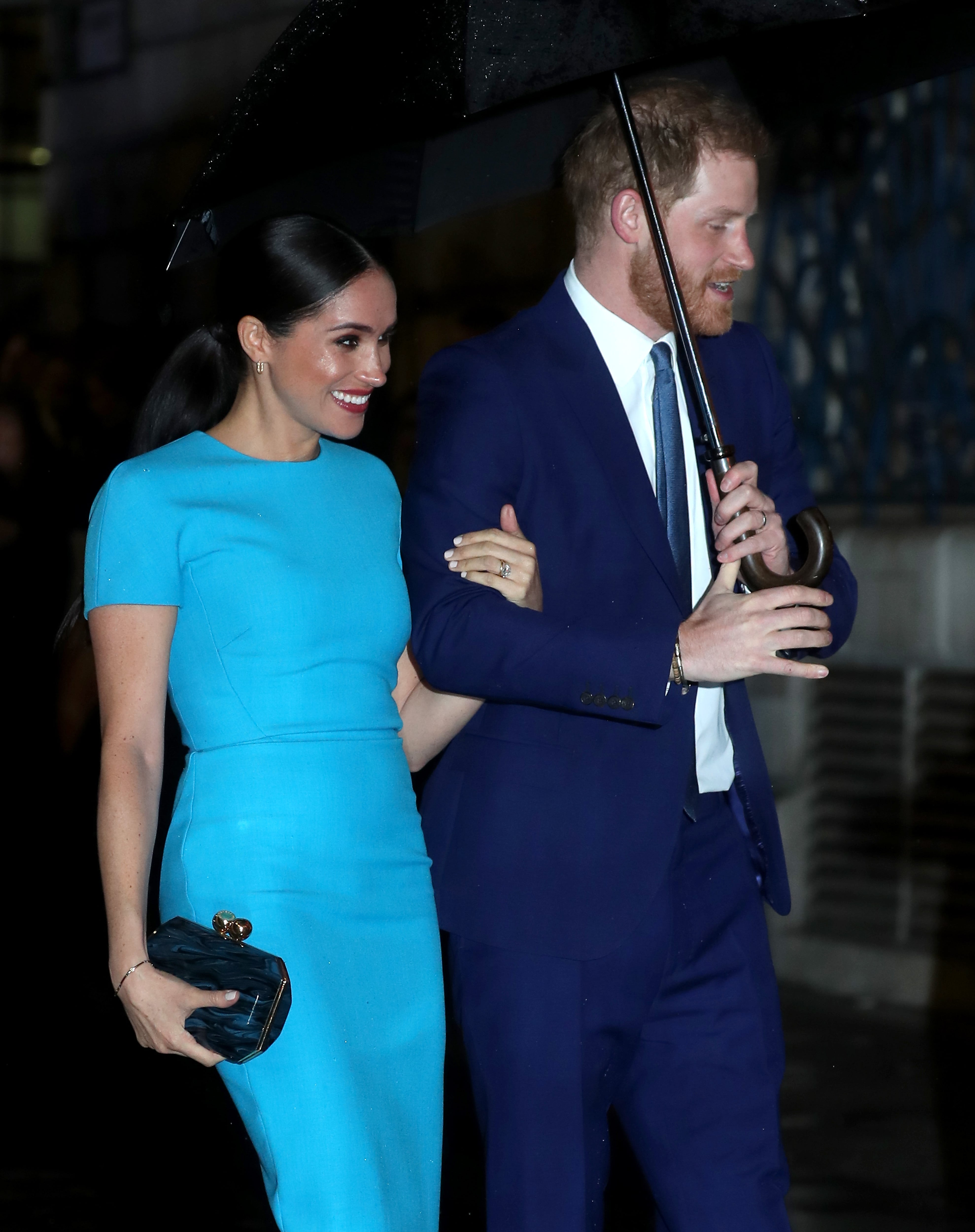 Meghan Markle s Blue Victoria Beckham Dress 2020 POPSUGAR Fashion