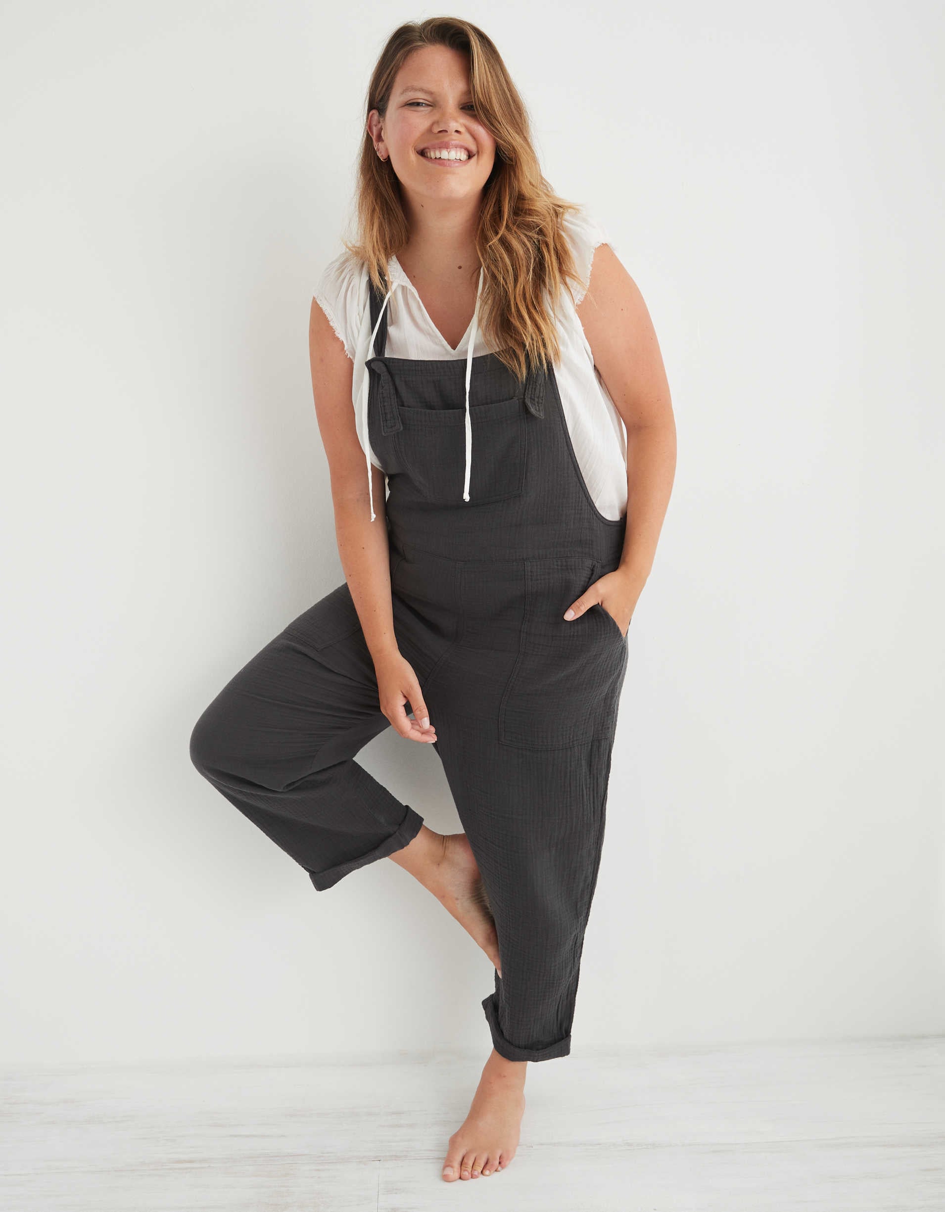 Aerie outlet tie overalls