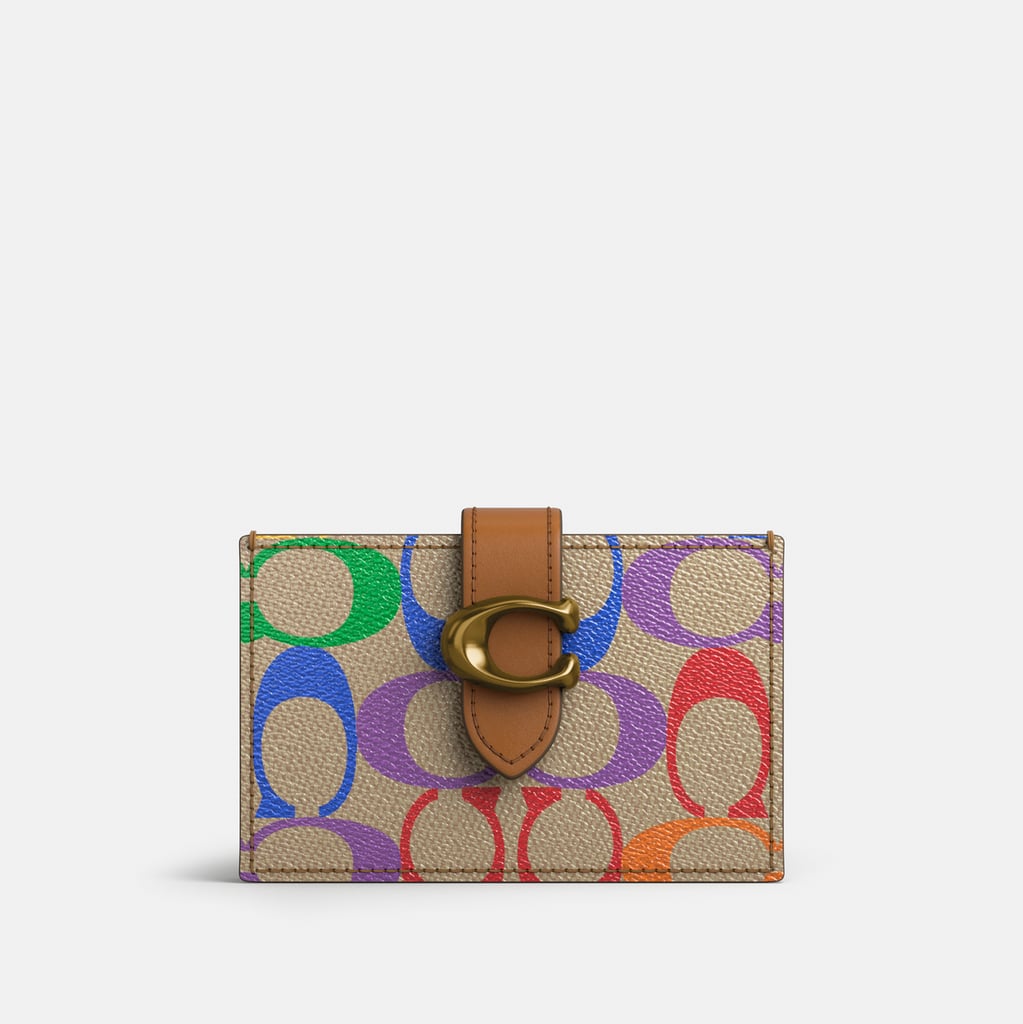 Coach Accordion Card Case in Rainbow Signature Canvas