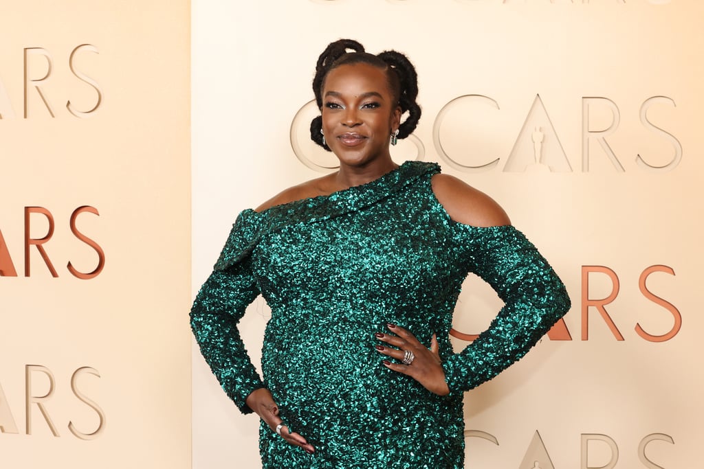 SheaMoisture Edge Control Strong Hold Gel ($8)
Oscars nominee Wunmi Mosaku looked radiant as ever for her first time at the Oscars, thanks to her sparkling Louis Vuitton dress, dewy glam, and baby bump. Her coral reef-inspired hairstyle was also no matter to gloss over, seamlessly executed with SheaMoisture's hero products. Stylist Araxi Lindsey smoothed her hairline with its Jamaican Black castor oil-infused edge gel, as well as the SheaMoisture Kalahari Melon Oil Curl Stretch Multi-Tasking Volume Cream ($15) and SheaMoisture Smooth & Shine Lightweight Hair Oil ($11) to create a luminous, sculpted style.