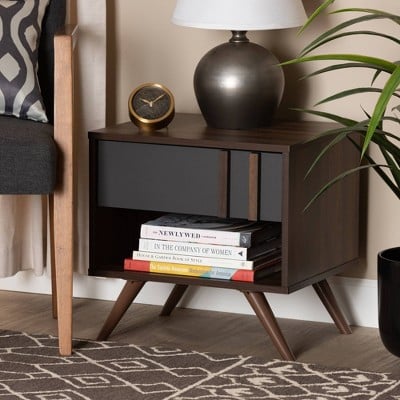 Baxton Studio 1 Drawer Naoki Two-Tone Wood Nightstand