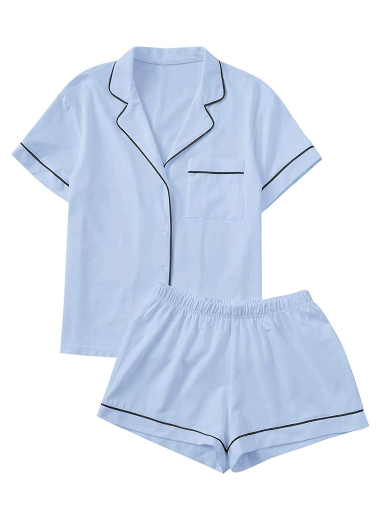 Floerns Collared Two-Piece Pajama Set