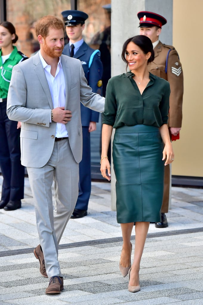 Meghan Markle's Green Hugo Boss Leather Skirt