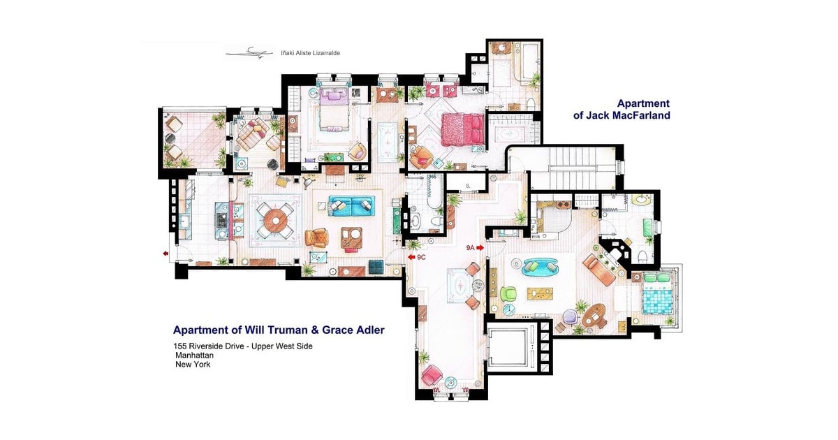 Will Grace Floor Plans For Houses In TV Shows And Movies POPSUGAR Home UK Photo 5