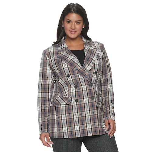 Apt. 9 x Cara Santana Plus Size Menswear Plaid Blazer