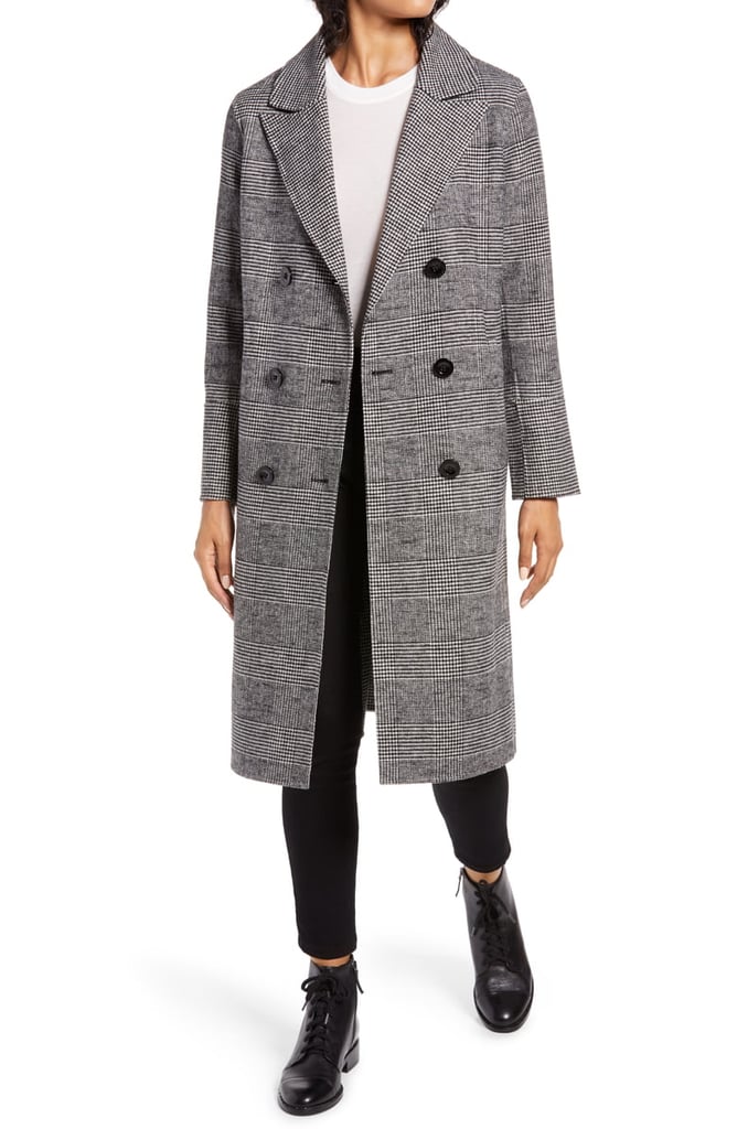 Kenneth Cole New York Houndstooth Wool Blend Coat