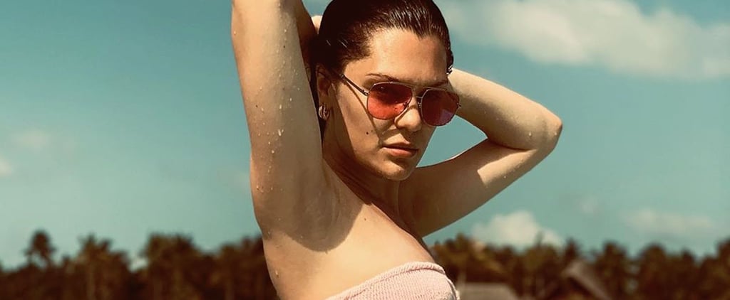 Jessie J Pink Strapless Bikini May 2019