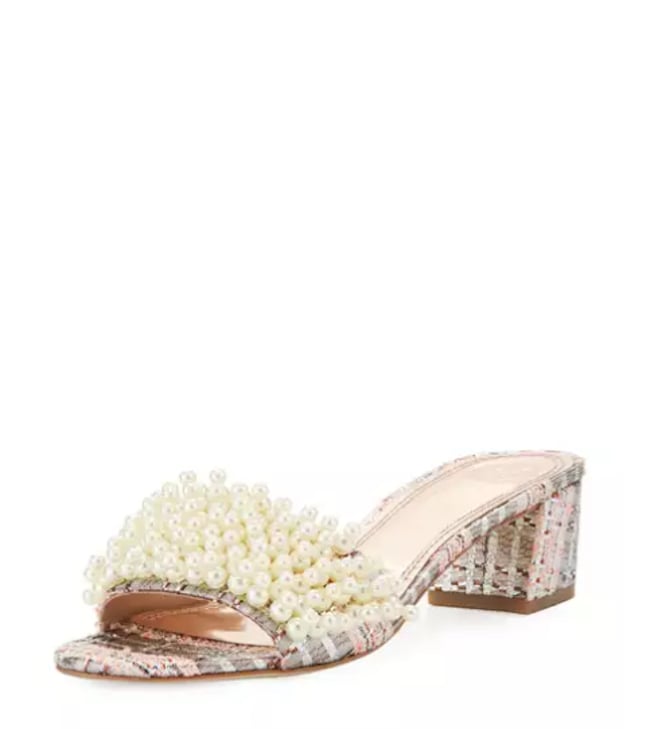 Tory Burch Tatiana Pearly Tweed Slide Sandal