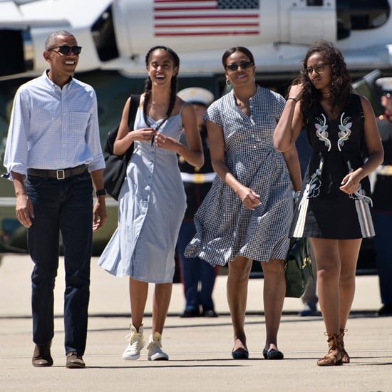 Michelle Obama Gingham Dress at Airport June 2016