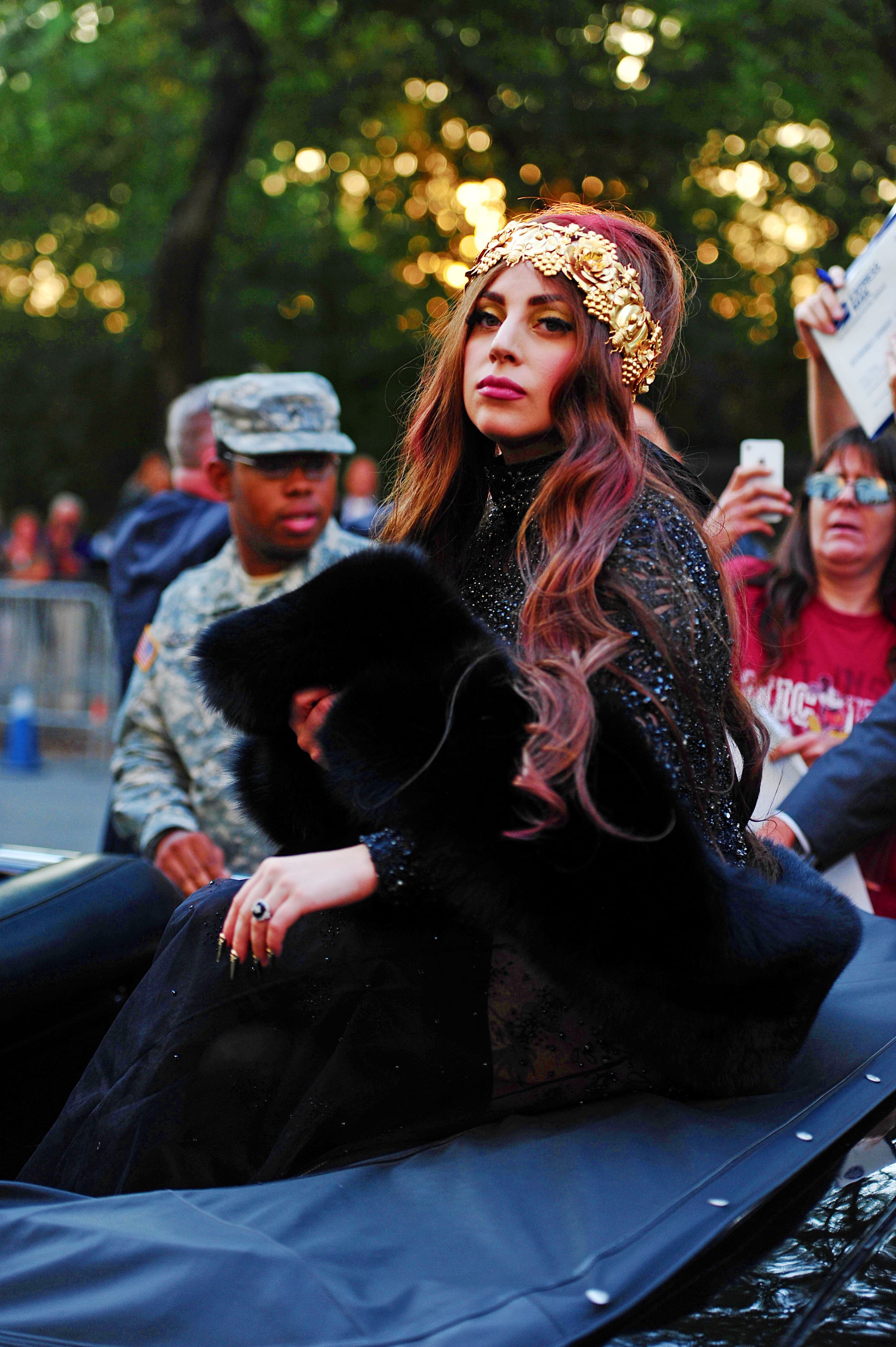 Pictures Of Lady Gaga In A Red Convertible In New York To Launch