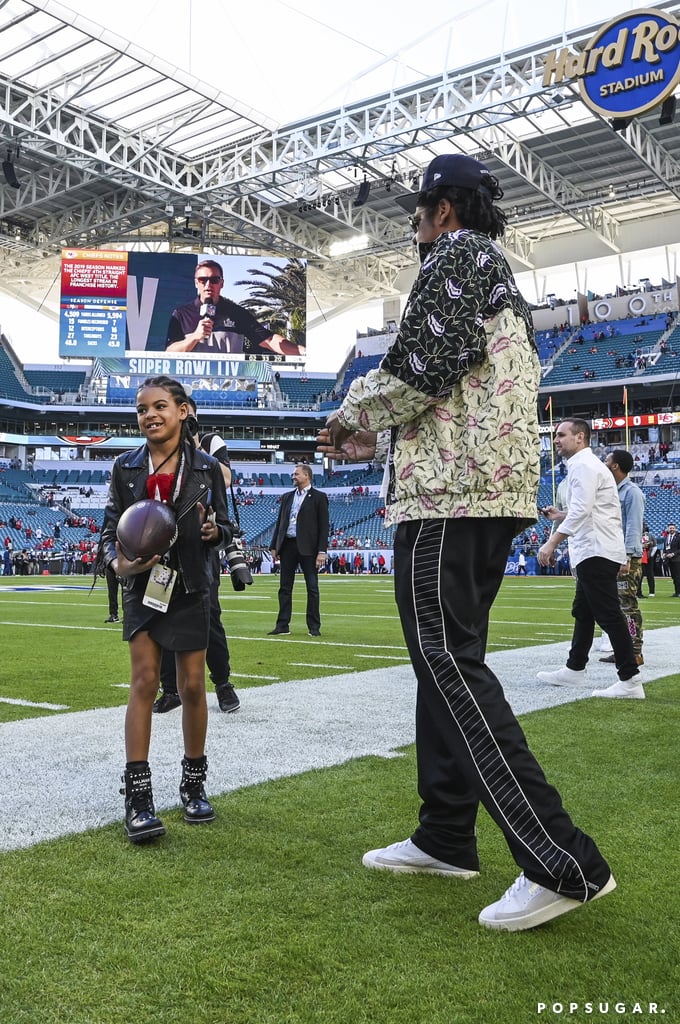 Blue Ivy Playing Football at the Super Bowl 2020