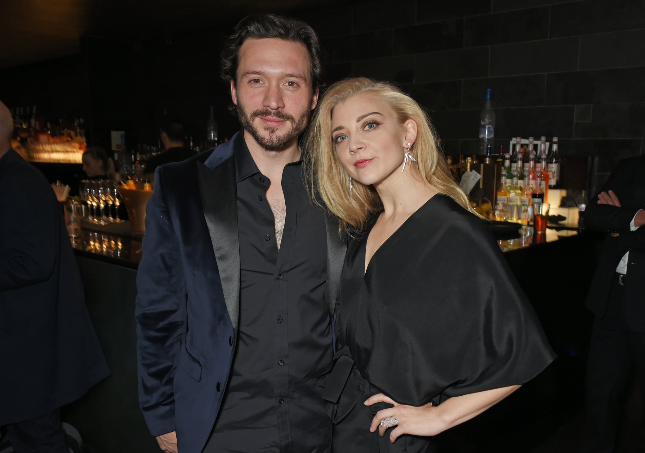 LONDON, ENGLAND - OCTOBER 17:  Cast members David Oakes (L) and Natalie Dormer attend the press night after party for 