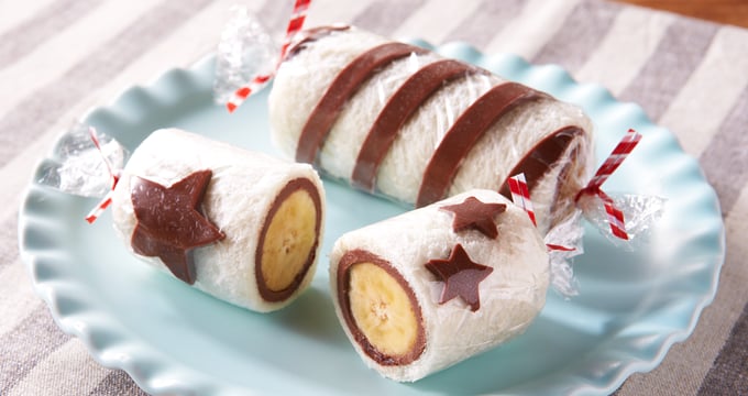 Stamped and Wrapped Around a Chocolate-Banana Confection