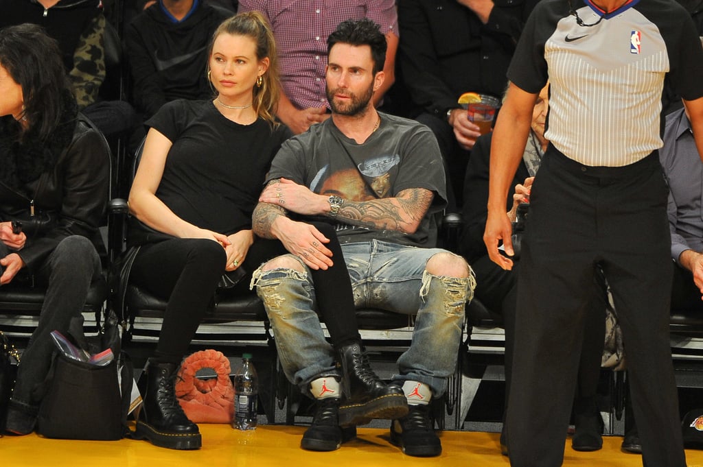 Adam Levine and Behati Prinsloo at LA Lakers Game 2017