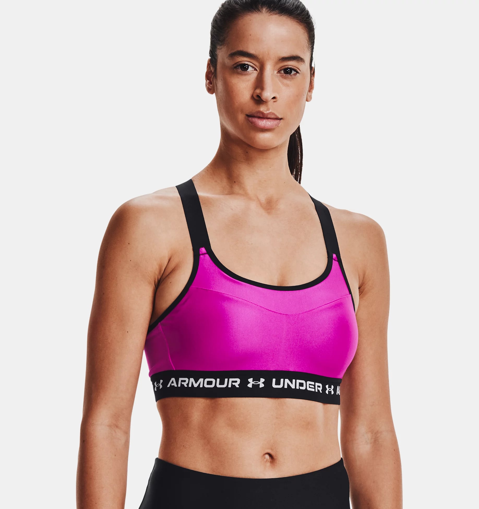 Under Armour Women's Mid Sports Bra Electro Pink / Black / Bubble Gum