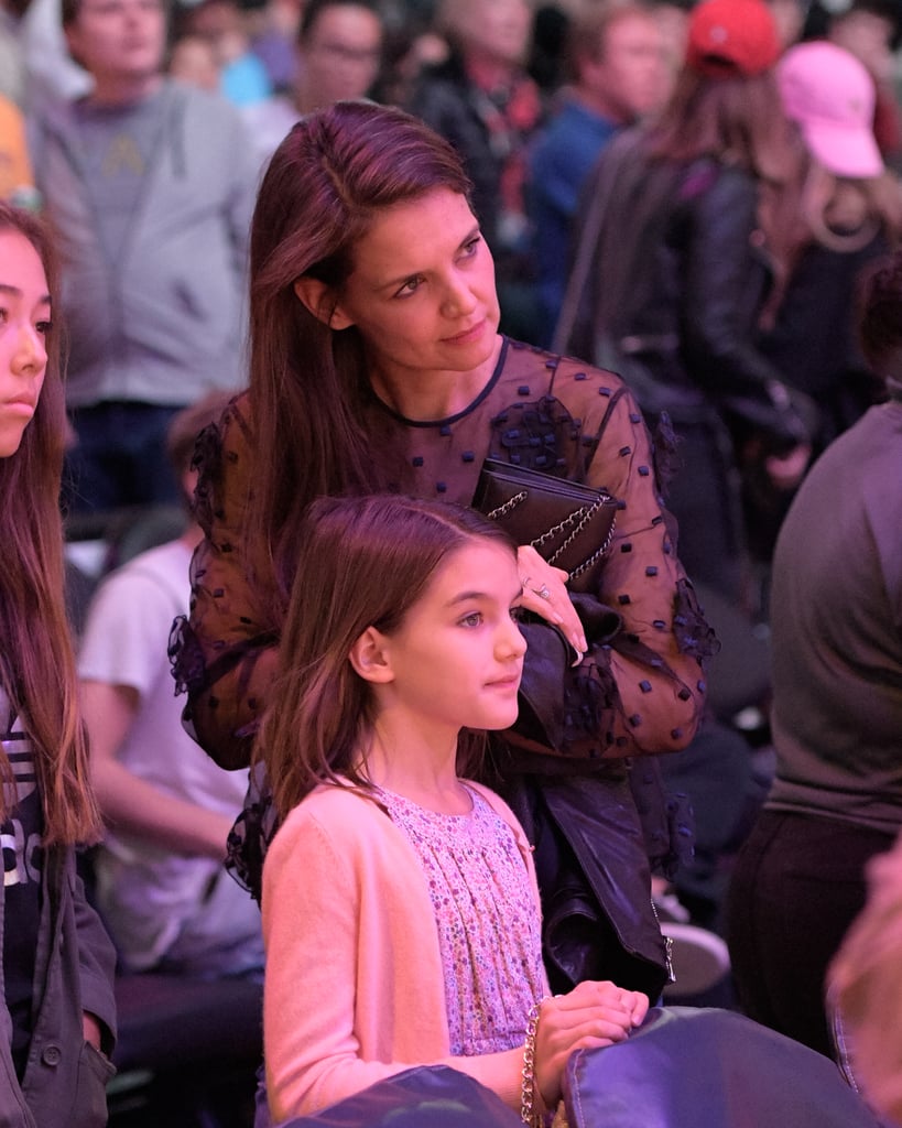 Katie Holmes and Suri Cruise at Lakers Game January 2017
