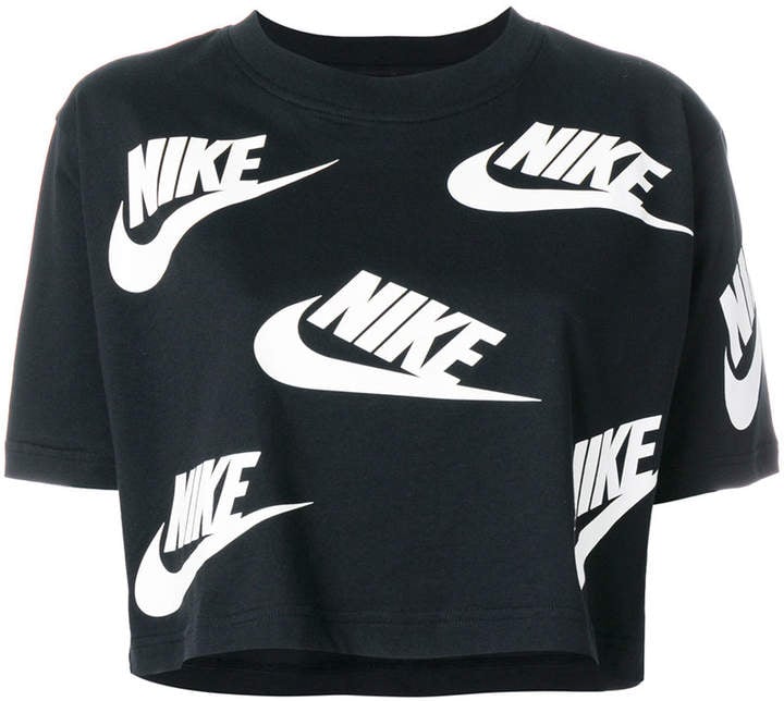 Nike Logo Print Cropped T-Shirt