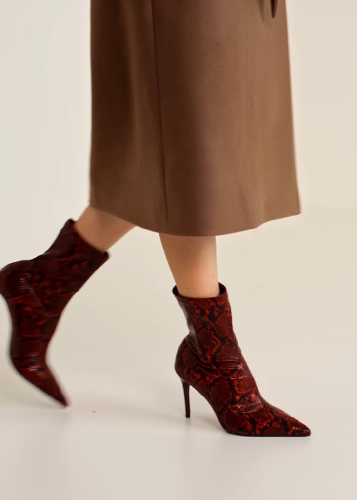 Mango Snake-Effect Ankle Boots