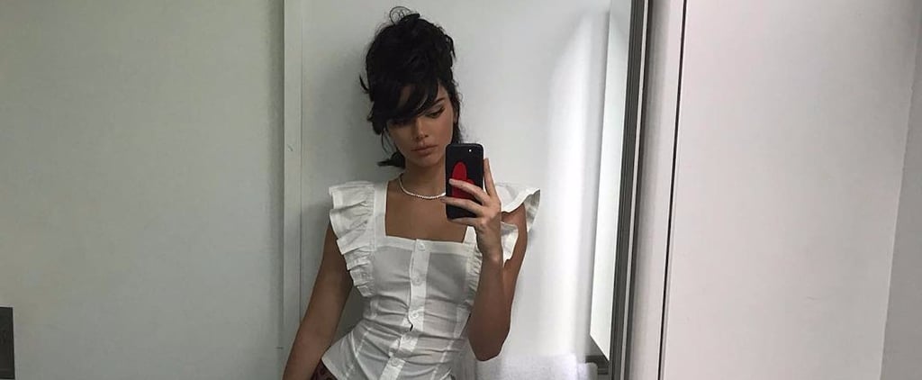 Kendall Jenner in White Blouse and Leopard Underwear