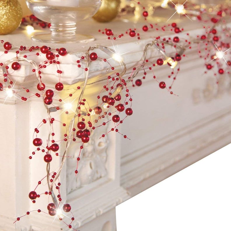 Festive Lighted Berry Beaded Garland