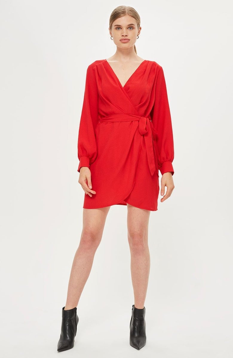 Topshop Bubble Satin Wrap Dress