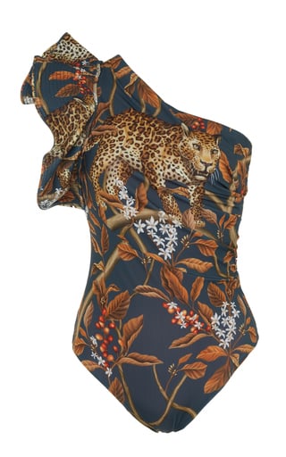 Johanna Ortiz Indonesian Desire Printed One-Shoulder One-Piece Swimsuit