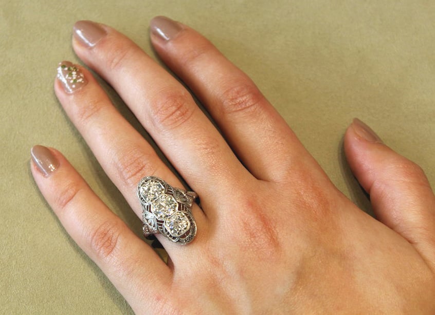2.35 Carat Edwardian Three-Stone Dinner Ring ($9,850)