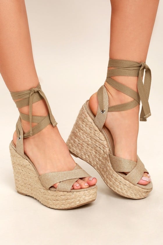 Esme Natural Lace-Up Espadrille Wedges
