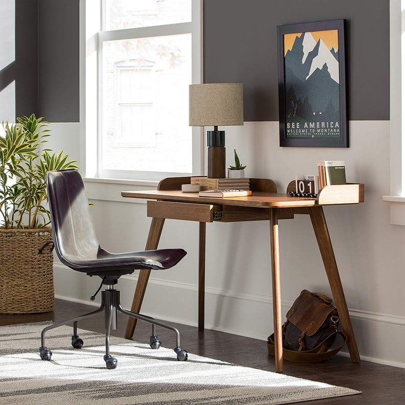 Rivet Mid-Century Curved Wood Home Office Computer Desk