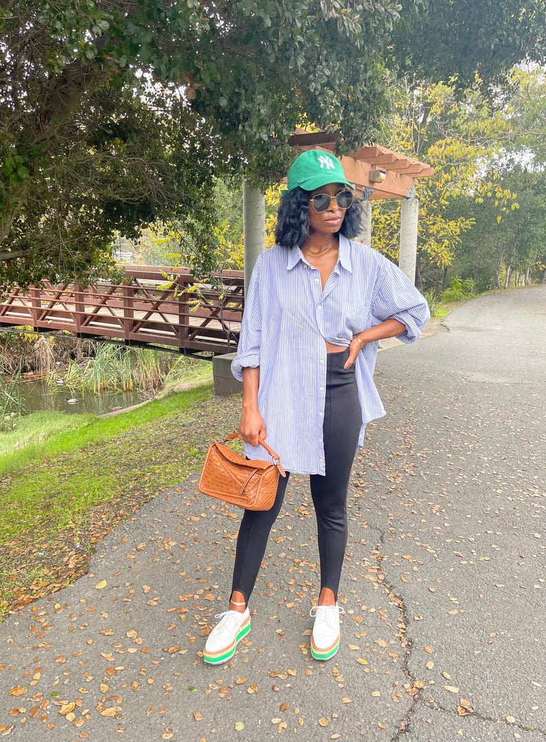 How to Style a Button-Up + Leggings: Incorporate a Contrasting Color