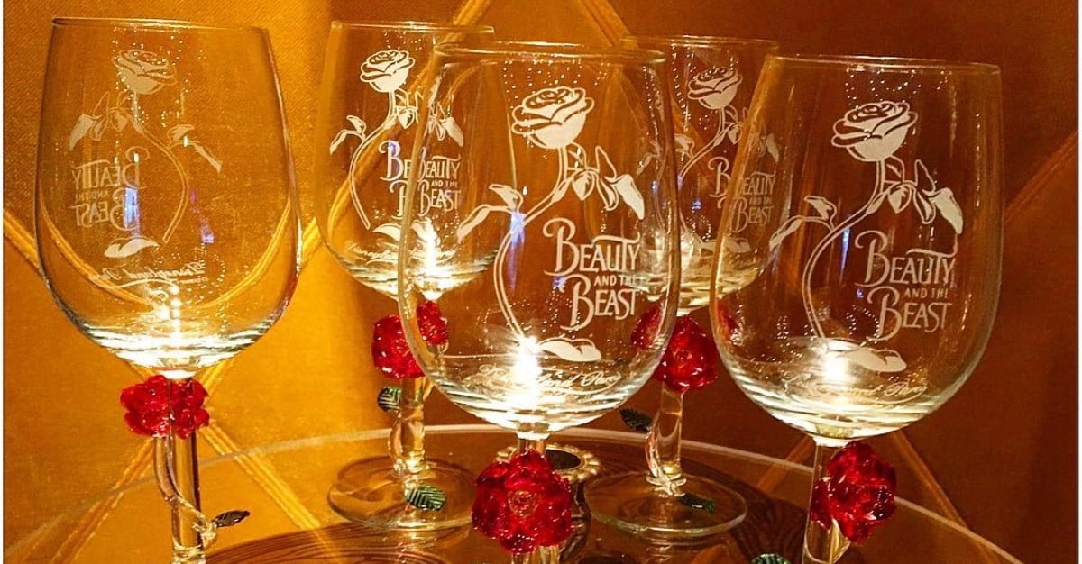 Beauty and the Beast, Disney wine glass, Wine glass set, Glitter wine –  CCCreationz