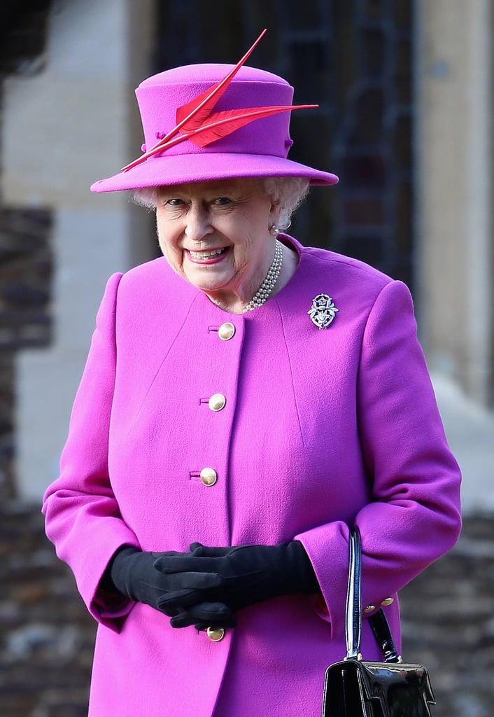 Queen Elizabeth II Leaving the Christmas Day Service at Sandringham Church in 2014