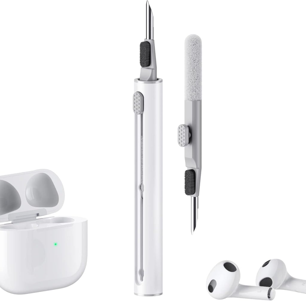 Aijeff Cleaner Kit for Airpods ($7, originally $9)
"If Apple was smart, they'd market AirPods as having dual benefits: one being that the wireless headphones deliver crystal-clear sound quality so that you can truly immerse yourself in your music, and the second being that they (indirectly) reveal just how disgusting and wax-ridden the inside of our ears truly are. When I use my Apple AirPods, I often remove them to find the crevices of the actual headphones filled with built-up dirt, grime, and yes, even sticky earwax. 
It's quite an education, but thankfully I'm far from alone in my struggle — hence why this AirPod cleaning kit has over 6,000 five-star reviews on Amazon's site. The tool kit comes with a pointed cleaning pen that makes it easy to scoop out dirt and earwax in even the trickiest corners of headphones." — Kyley Warren, former assistant shopping editor