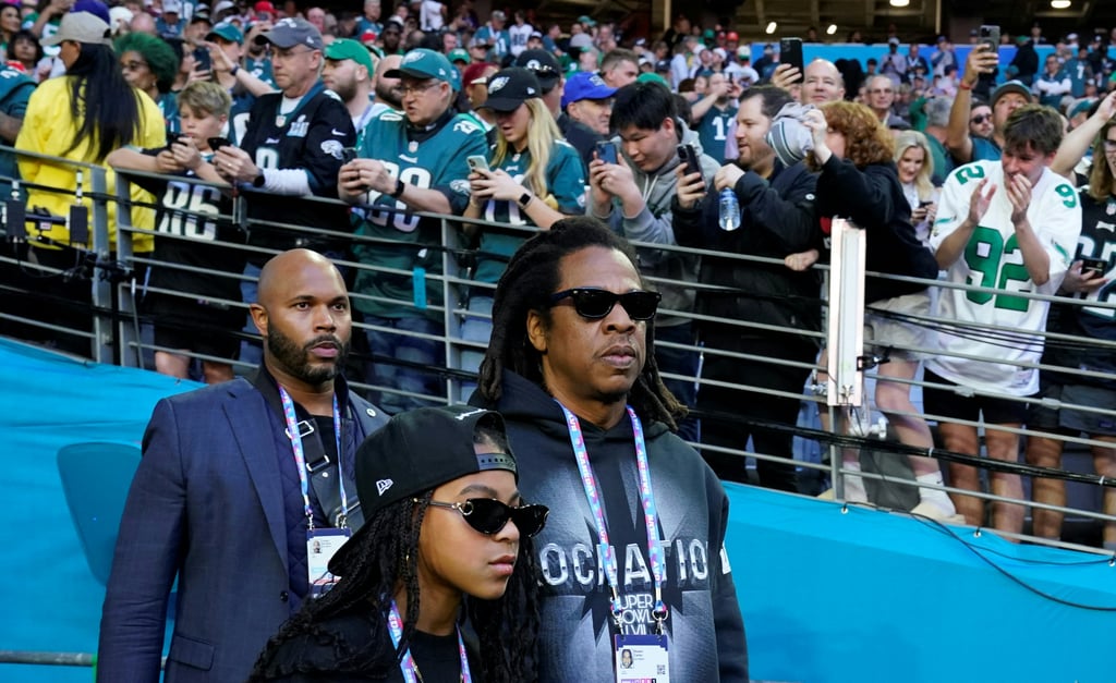 JAY-Z and Blue Ivy Carter at the 2023 Super Bowl