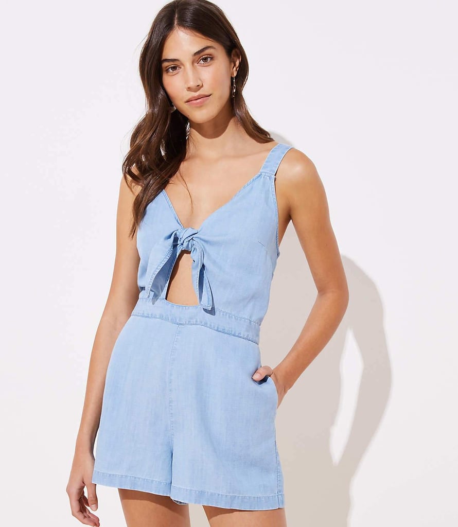 Loft Chambray Tie Cutout Romper