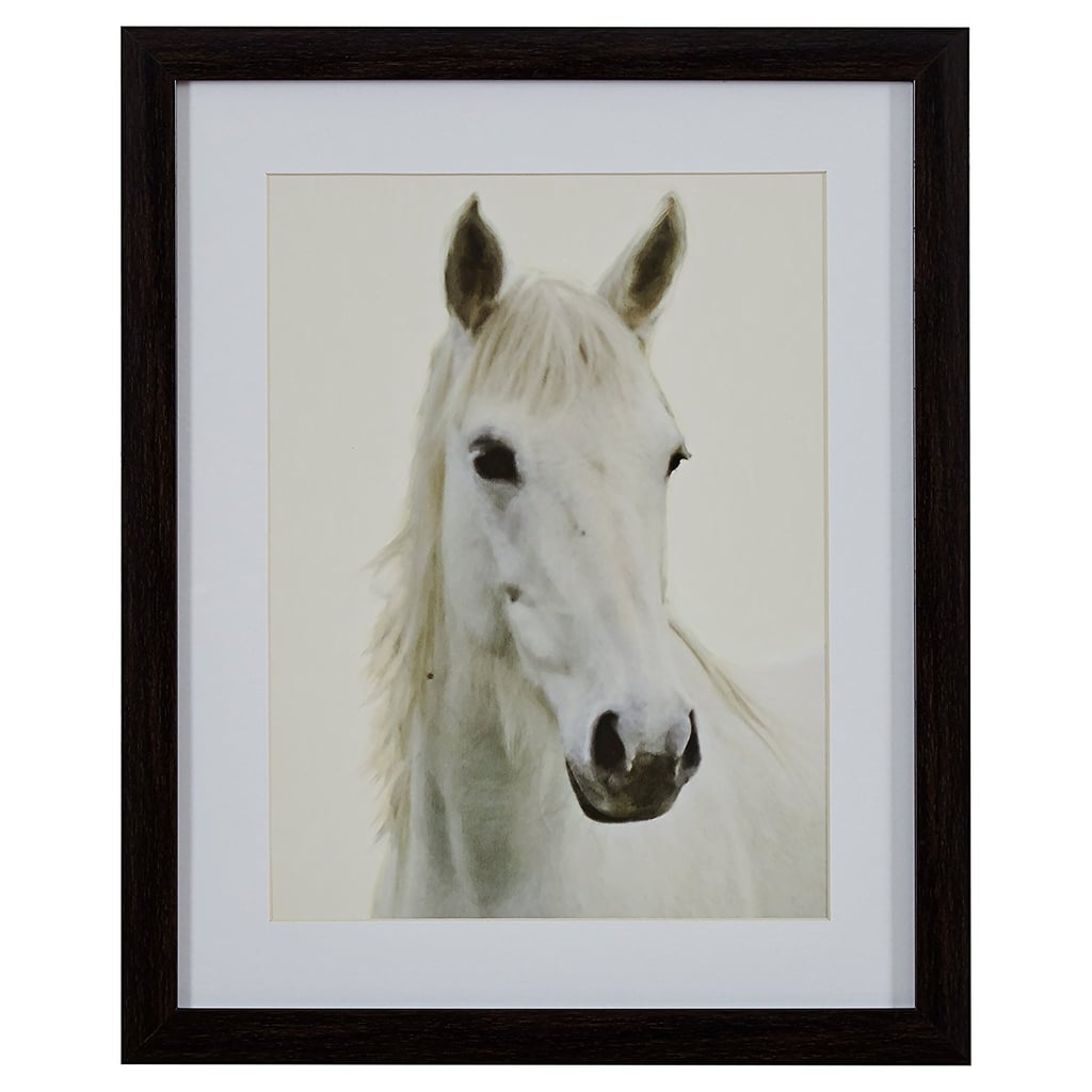 Photo of a White Horse in Brown Frame ($50)