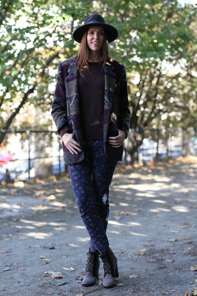 We love the '70s feel her fedora lends to the whole look.
We love the '70s feel her fedora lends to the whole look.