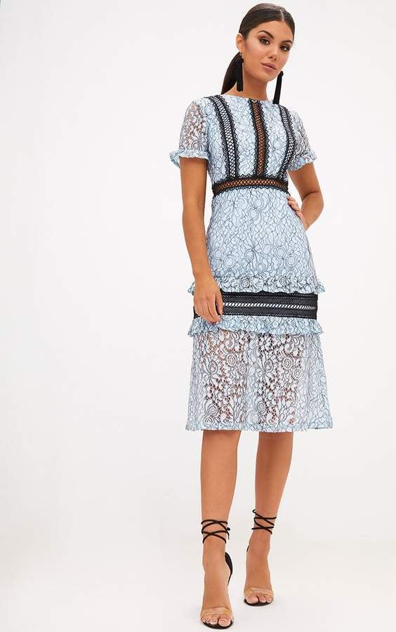 Ruffle and lace discount detail midi dress