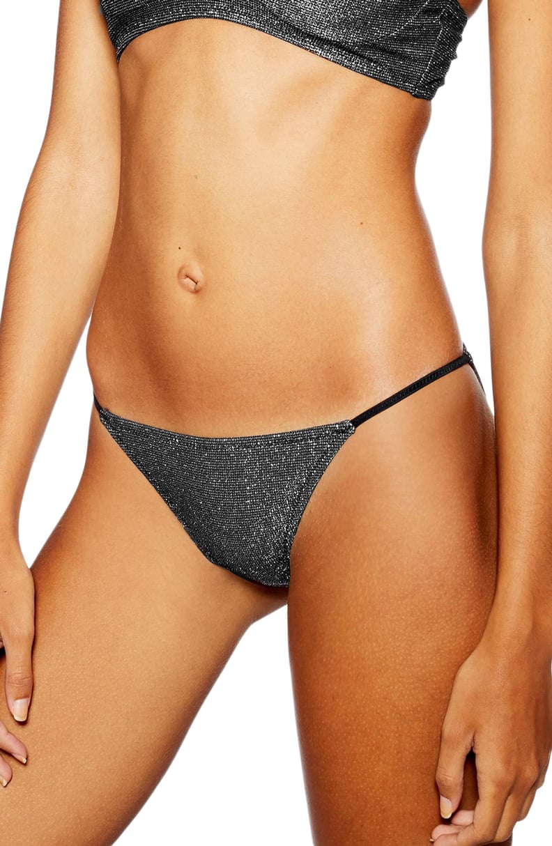 Topshop Metallic Tanga Bikini Bottoms