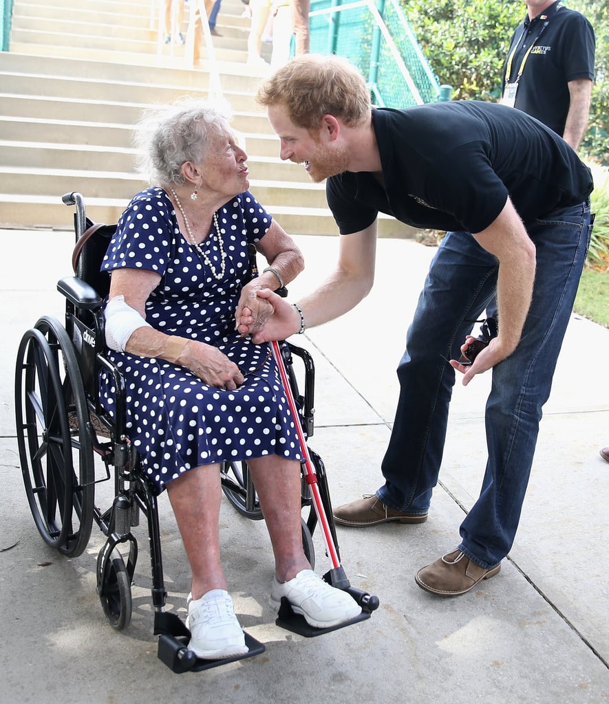 Prince Harry Kissing Elderly Woman's Hand at Invictus Games