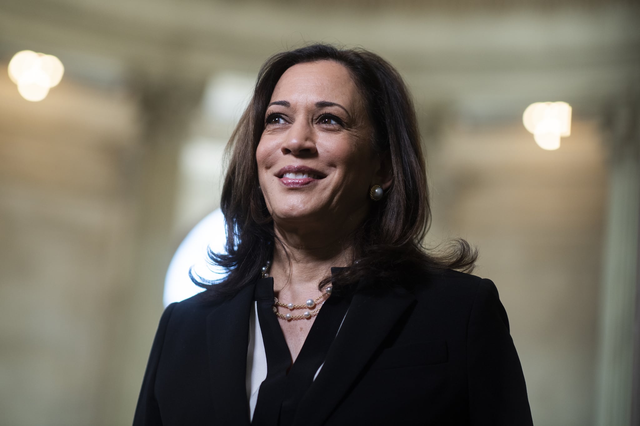UNITED STATES - JUNE 24: Sen. Kamala Harris, D-Calif., is seen after an interview in Russell Building on Wednesday, June 24, 2020. (Photo By Tom Williams/CQ-Roll Call, Inc via Getty Images)