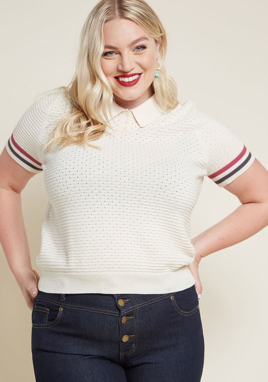 Modcloth Flying Polo Short Sleeve Sweater