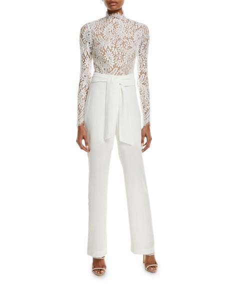 Misha Allegra Lace Tie-Sash Jumpsuit